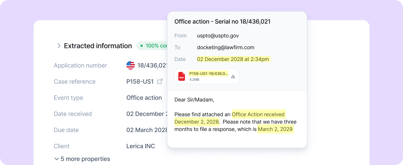 Ai docketing and workflows